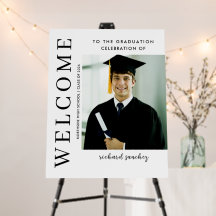 Modern Black & White Graduation Party Welcome Sign