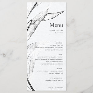 Modern Black & White Graphic Leaf graphic Wedding Menu