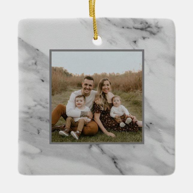 Modern black white gray marble pattern  ceramic ornament (Front)