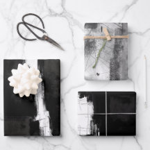 Modern Black White Gray Rustic Abstract