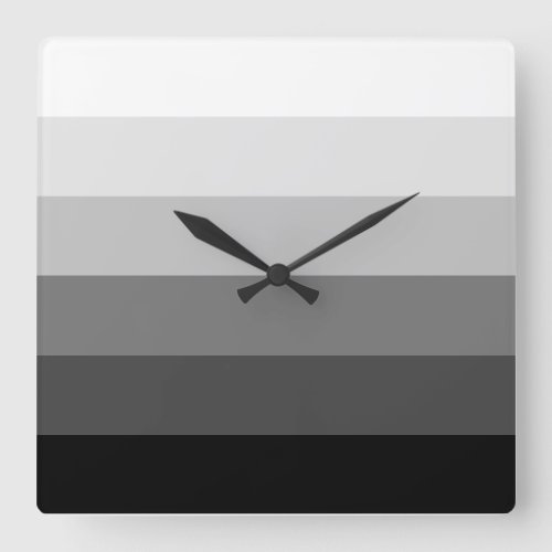 Modern black white gray scale gradient pattern square wall clock