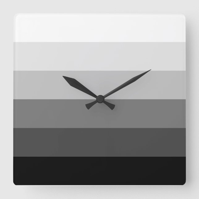 Modern black white gray scale gradient pattern square wall clock (Front)