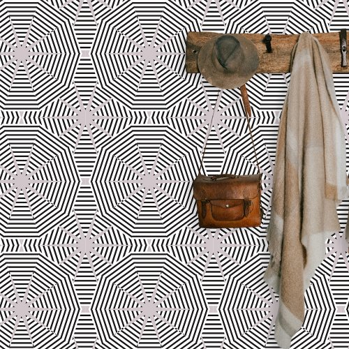 Modern Black White Gray Striped Op Art Pattern