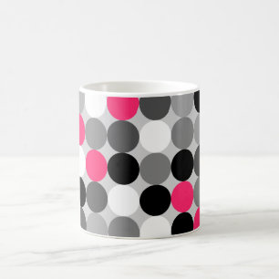 Modern Black White Grey Pink Geometric Polka Dots Coffee Mug