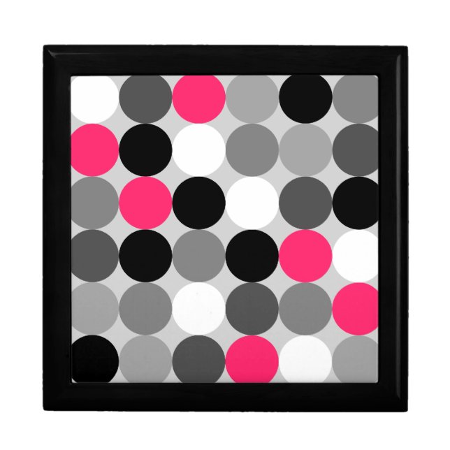 Modern Black White Grey Pink Geometric Polka Dots Gift Box (Front)