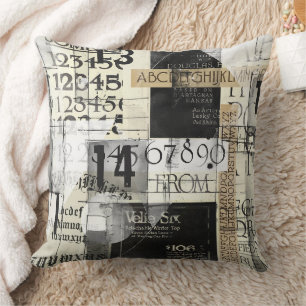 Modern Black & White Grunge Typography Throw Pillow