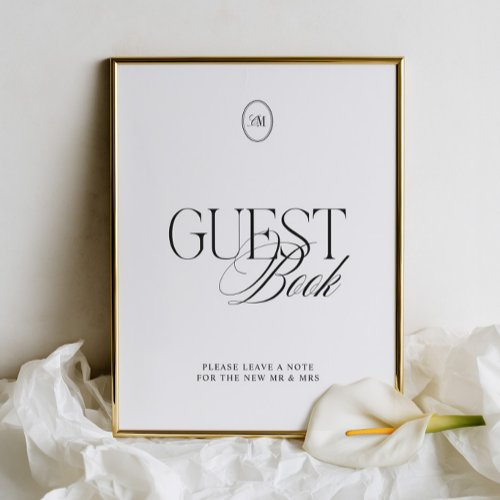 Modern Black & White Guest Book Wedding Sign