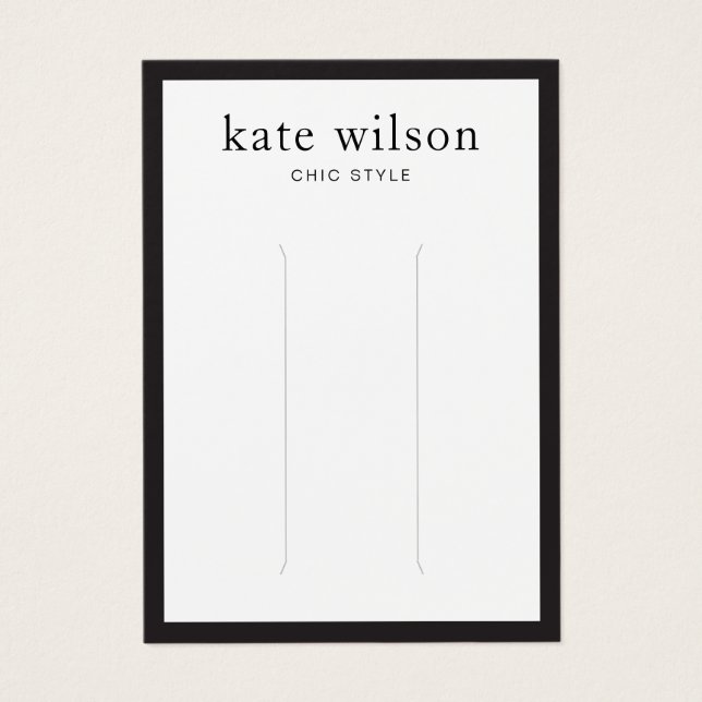 Modern Black White Hair Clip Display Card (Front)