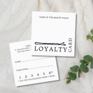 Modern Black White Hair Pins Salon Loyalty Card