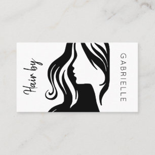 Modern black white hair salon next appointment business card