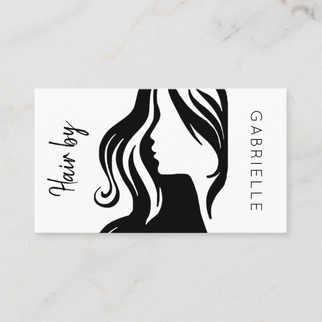 Modern black white hair salon next appointment business card (Front)