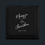 Modern Black White Hand Lettered Script Wedding Gift Box<br><div class="desc">These personalized modern wedding gift box feature the bride and grooms names and wedding date in hand lettered script on a simple back background. Please check out our I Love Weddingz shop to find more selections in this collection. Designed by Susan Coffey.</div>