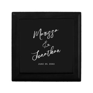 Modern Black White Hand Lettered Script Wedding Gift Box