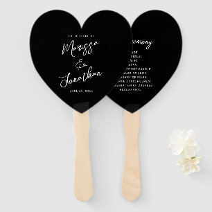 Modern Black White Hand Lettered Wedding Program Fan