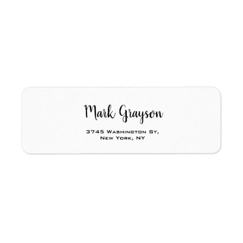 Modern Black  White Handwritten Plain Elegant Label