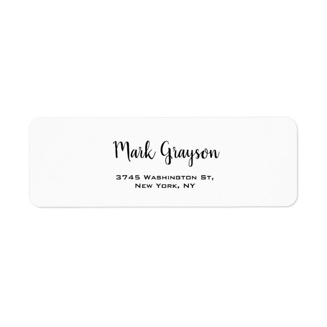 Modern Black & White Handwritten Plain Elegant Label (Front)