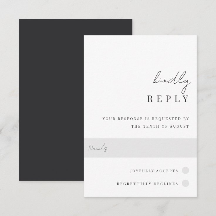 Modern Black & White Handwritten Script Wedding RSVP Card | Zazzle