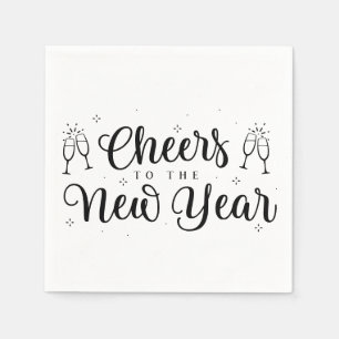 Modern Black & White Happy New Year Party Napkins