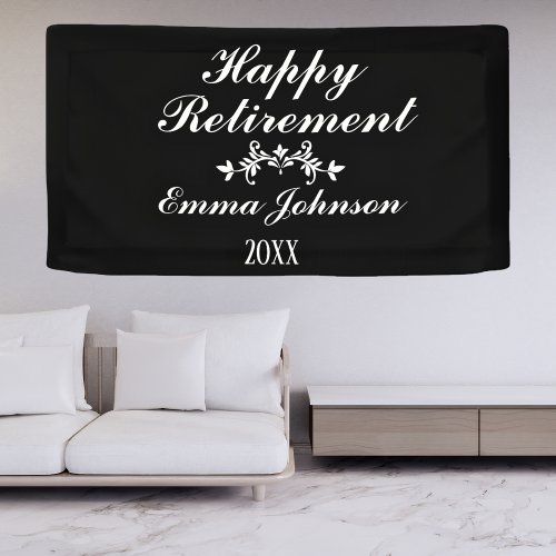 Modern Black & White Happy Retirement Party