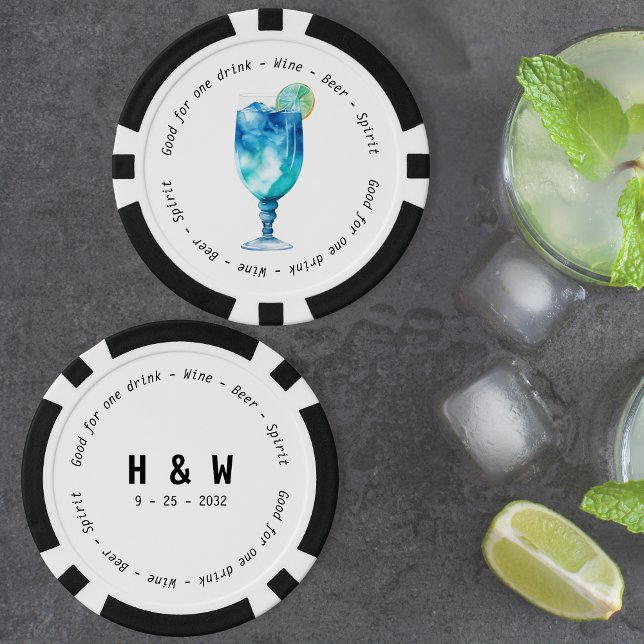 Modern Black White Hawaiian Drink Voucher Wedding Poker Chips (Modern Black White Hawaiian Drink Voucher Wedding Poker Chips)