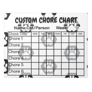 Modern Black & White Hexagon Paw Print Chore Chart Notepad