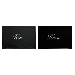 Modern Black White His and Hers Pillow Case