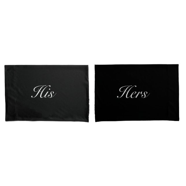 Modern Black White His and Hers  Pillow Case (Front-Set)
