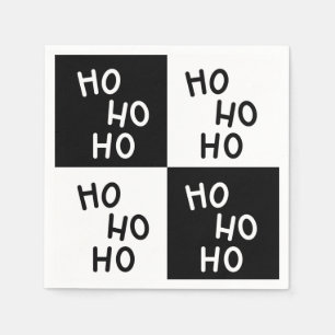 Modern Black White Ho Ho Santa Laugh Christmas Napkins