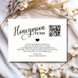 Modern Black & White Honeymoon Fund   QR Code Enclosure Card<br><div class="desc">Elegant and unique wedding HONEYMOON FUND / gifts cards with little heart and scannable QR CODE. (Just add your url website and the QR code will automatically generate - payments with Venmo, PayPal, Zelle... White background (can be changed to any color) and black script calligraphy. Initials of bride and groom...</div>