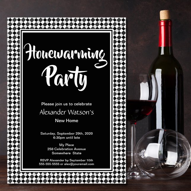 Modern Black White Housewarming Party Invitation (Creator Uploaded)