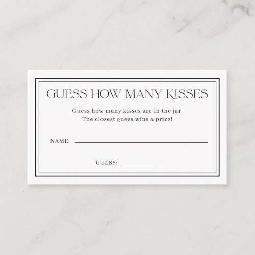 Modern Black White How Many Kisses Bridal Shower Enclosure Card