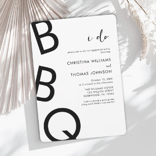 Modern Black White I do BBQ Engagement Party Invitation