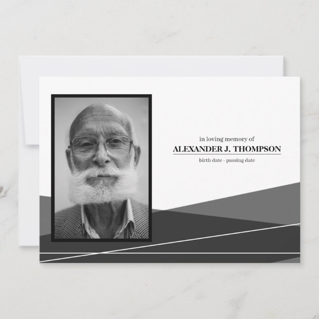 Modern Black & White In Loving Memory Funeral Thank You Card (Front)