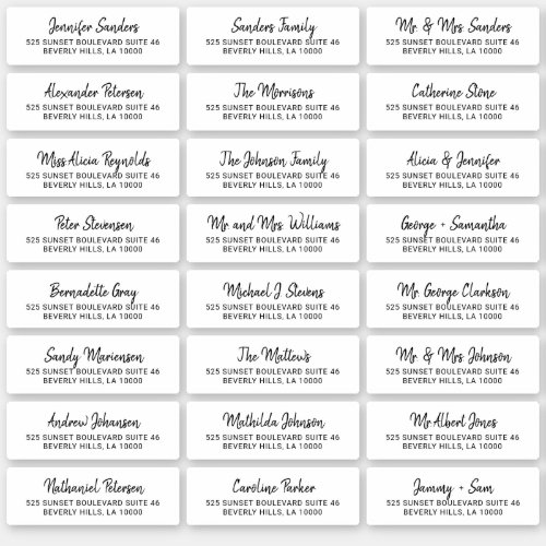 Modern black white individual guest address labels