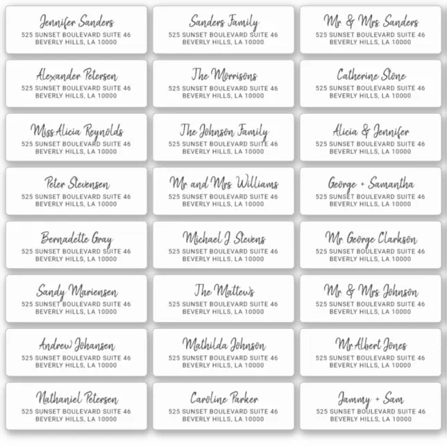 Modern black white individual guest address labels | Zazzle