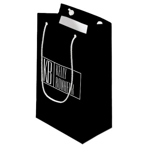 Modern Black  White Initials  Name Logo Small Gift Bag