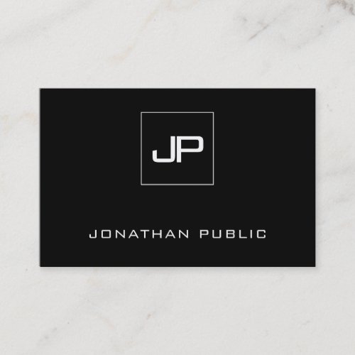 Modern Black White Initials Template Professional Business Card