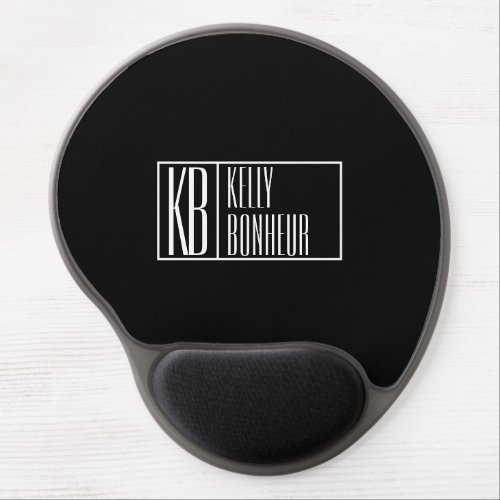 Modern Black  White Initials with Name Monogram Gel Mouse Pad