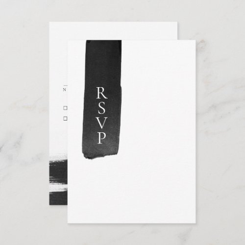 Modern Black  White Ink Wedding RSVP Card