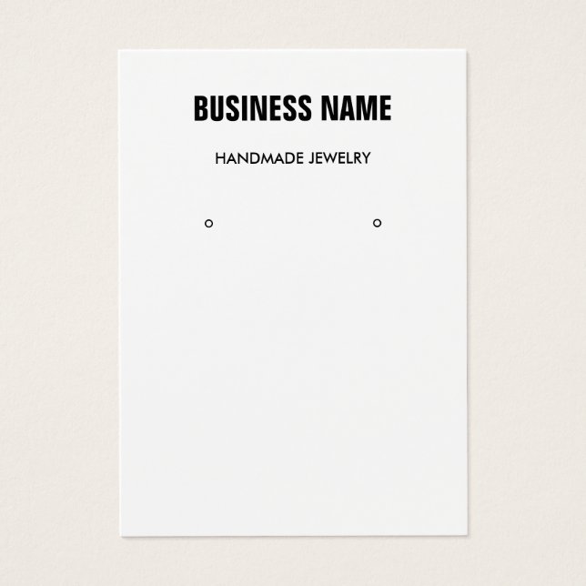 Modern black & white jewelry earring display card (Front)