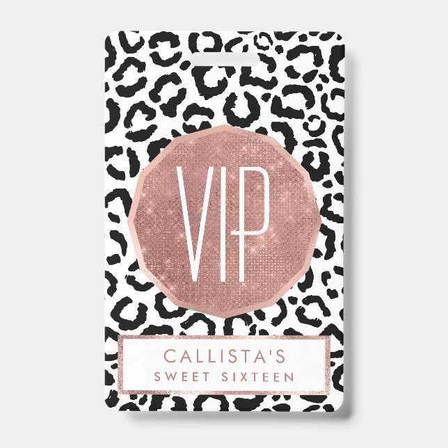 Modern Black White Leopard Animal Print Pattern Badge (Front)