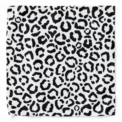 Modern Black White Leopard Animal Print Pattern Bandana