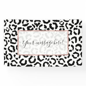 Modern Black White Leopard Animal Print Pattern Banner