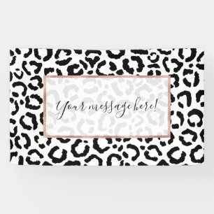Modern Black White Leopard Animal Print Pattern Banner