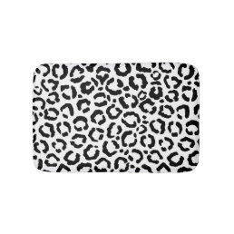 Modern Black White Leopard Animal Print Pattern Bath Mat