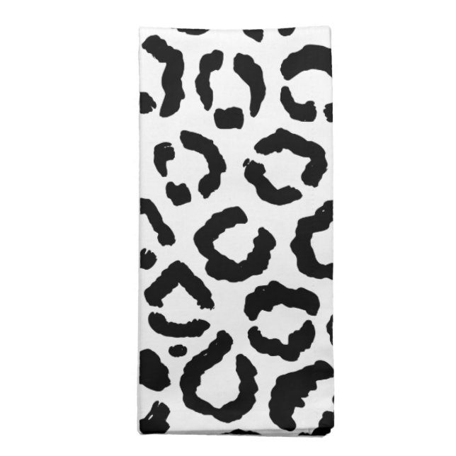 Modern Black White Leopard Animal Print Pattern Cloth Napkin (Folded)