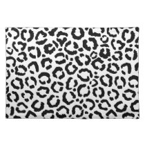 Modern Black White Leopard Animal Print Pattern Cloth Placemat