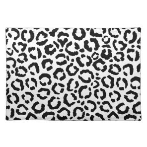 Modern Black White Leopard Animal Print Pattern Cloth Placemat