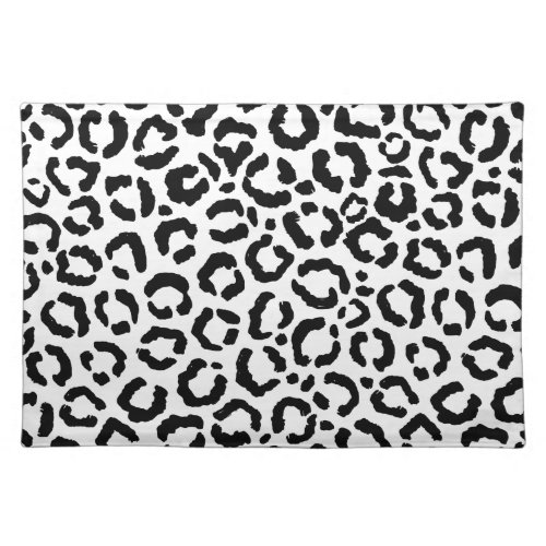 Modern Black White Leopard Animal Print Pattern Cloth Placemat