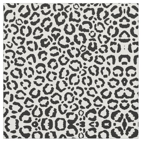 Modern Black White Leopard Animal Print Pattern Fabric